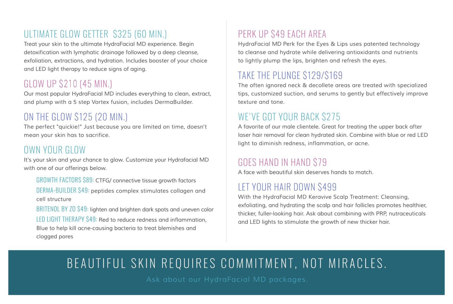 BioSpa® HydraFacial Packages List